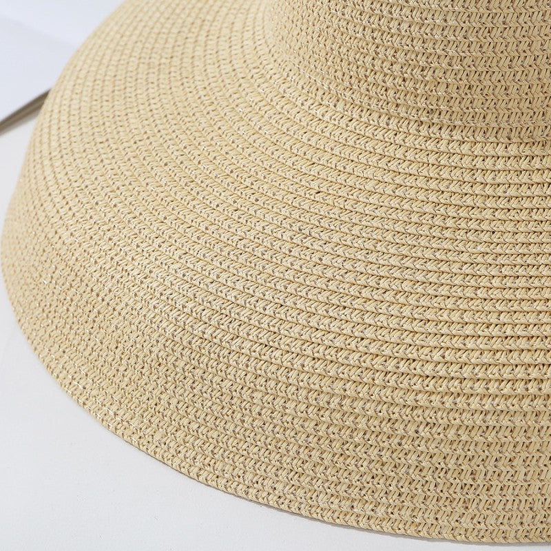 2023 New Summer Sun Hats Ladies Solid Plain Elegant Wide Brim Hat Female Round Top Panama Floppy Straw Beach Hat Women ????