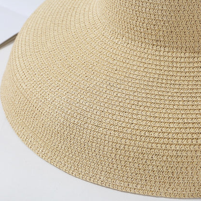 2023 New Summer Sun Hats Ladies Solid Plain Elegant Wide Brim Hat Female Round Top Panama Floppy Straw Beach Hat Women ????