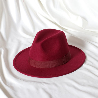 Men's fedora hat Men's and women's universal solid color fedora hat Women's 21 color wide brim jazz hat Autumn and winter Britis