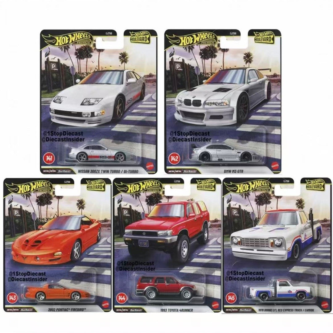 2026 Novas Hot Wheels Premium Boulevard 29 Nissan 300ZX/BMW M3 GTR Pontiac Toyota Dodge Carros de Brinquedo Diecast Escala 1:64 Presente Para Meninos