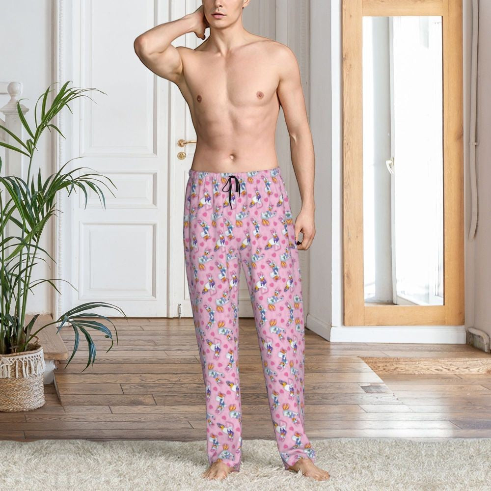 Custom Print Mickey Mouse Donald Duck Pajama Pants Men Sleep Sleepwear Bottoms with Pockets