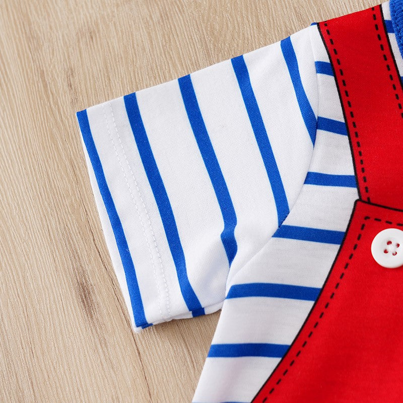 Newborn Baby Clothes Animal-Red sharkPrint Fashion Infant Jumpsuit Toddler Short Sleeve One-piece Pajamas Bodysuit Summer Romper