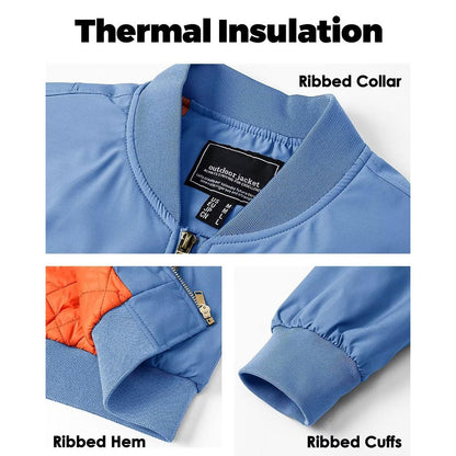 MAGCOMSEN Men's Aviator Jackets Thick Warm Orange Lining Bomber Jackets Fall Winter Casual Windproof Coats