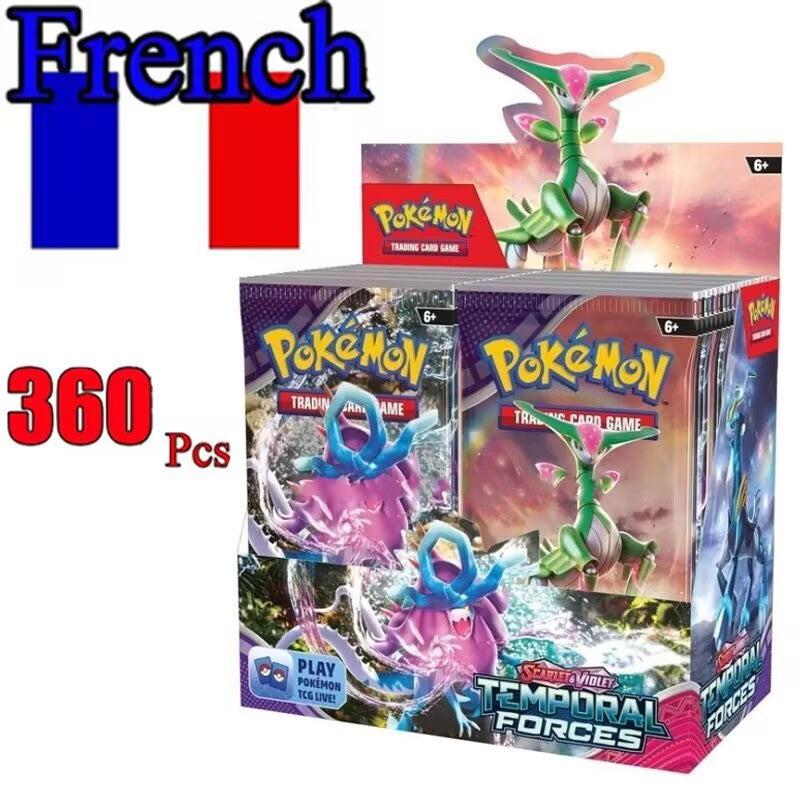 360 Cartas Pokémon Francesas Surging Sparks Obsidian Flames Brilliant Stars Lost Origin Pacote de Batalha de Cartas de Transação Pokémon