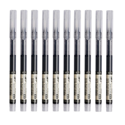 24 Pcs Straight Liquid Ball Pen Quick Drying Test Signature Gel Pen 0.5mm Black Blue Ink School Office Ball Pen