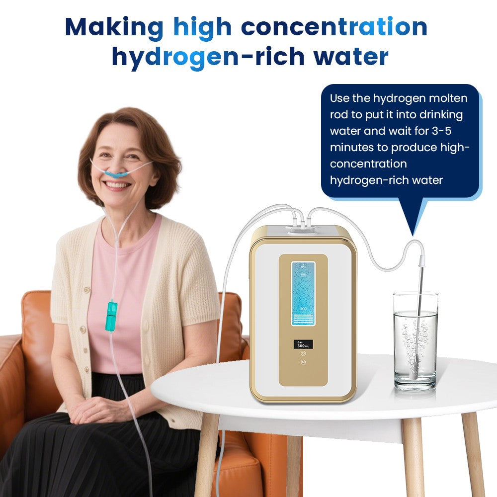 Gerador de Água Hidrogenada Medicinal 300ml Máquina de Inalação de Hidrogênio H2 O2 HHO Dispositivo de Respiração Inalador de Hidrogênio com Saída Dupla
