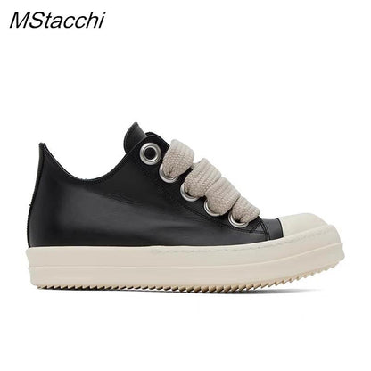 Men's Women Platform Sneakers Black Leather Zipper Lace Up Casual Shoes Thick Bottom Sneakers Large Size Chaussure Femme 2025