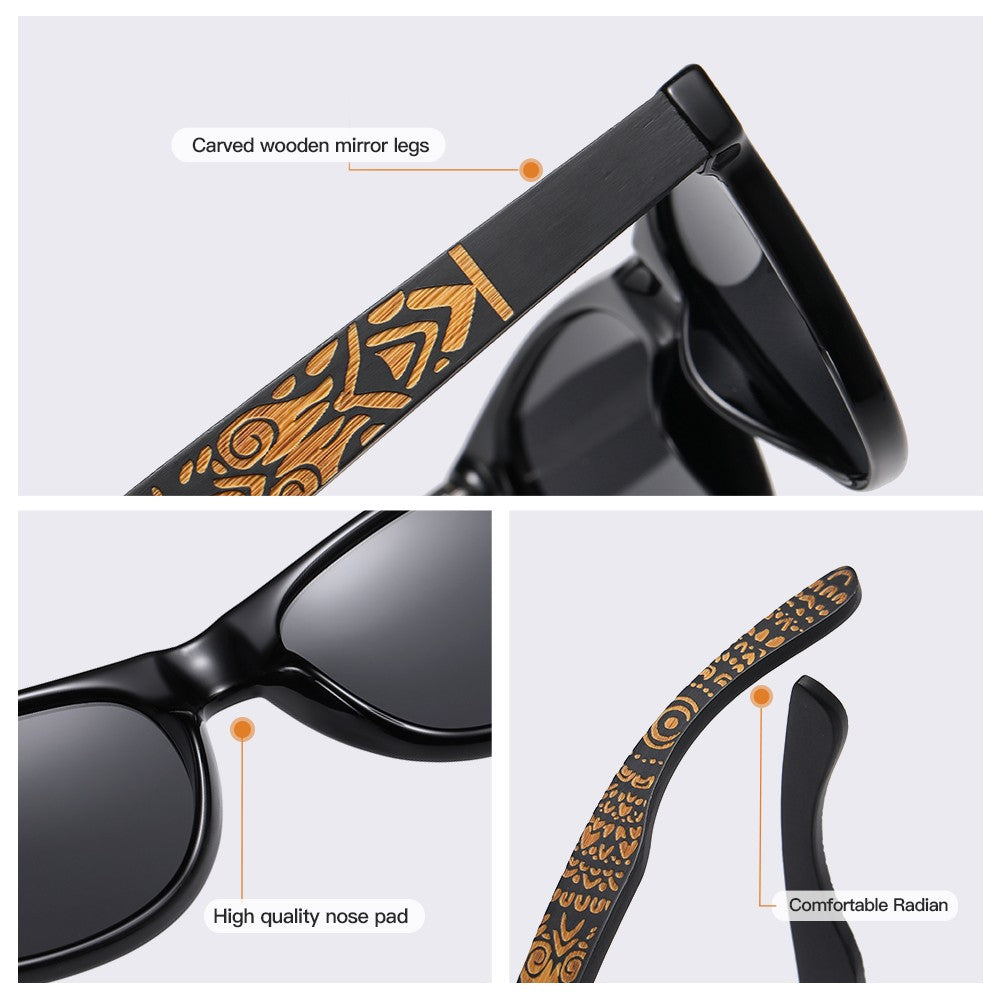Óculos de Sol Masculinos e Femininos Polarizados de Bambu Madeira GM S5097 Oval