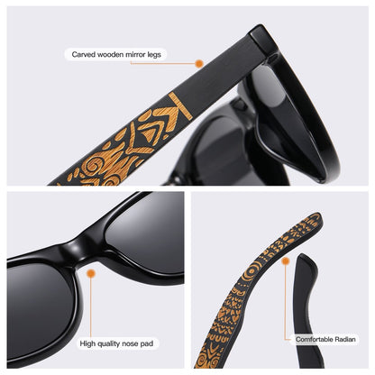 Óculos de Sol Masculinos e Femininos Polarizados de Bambu Madeira GM S5097 Oval