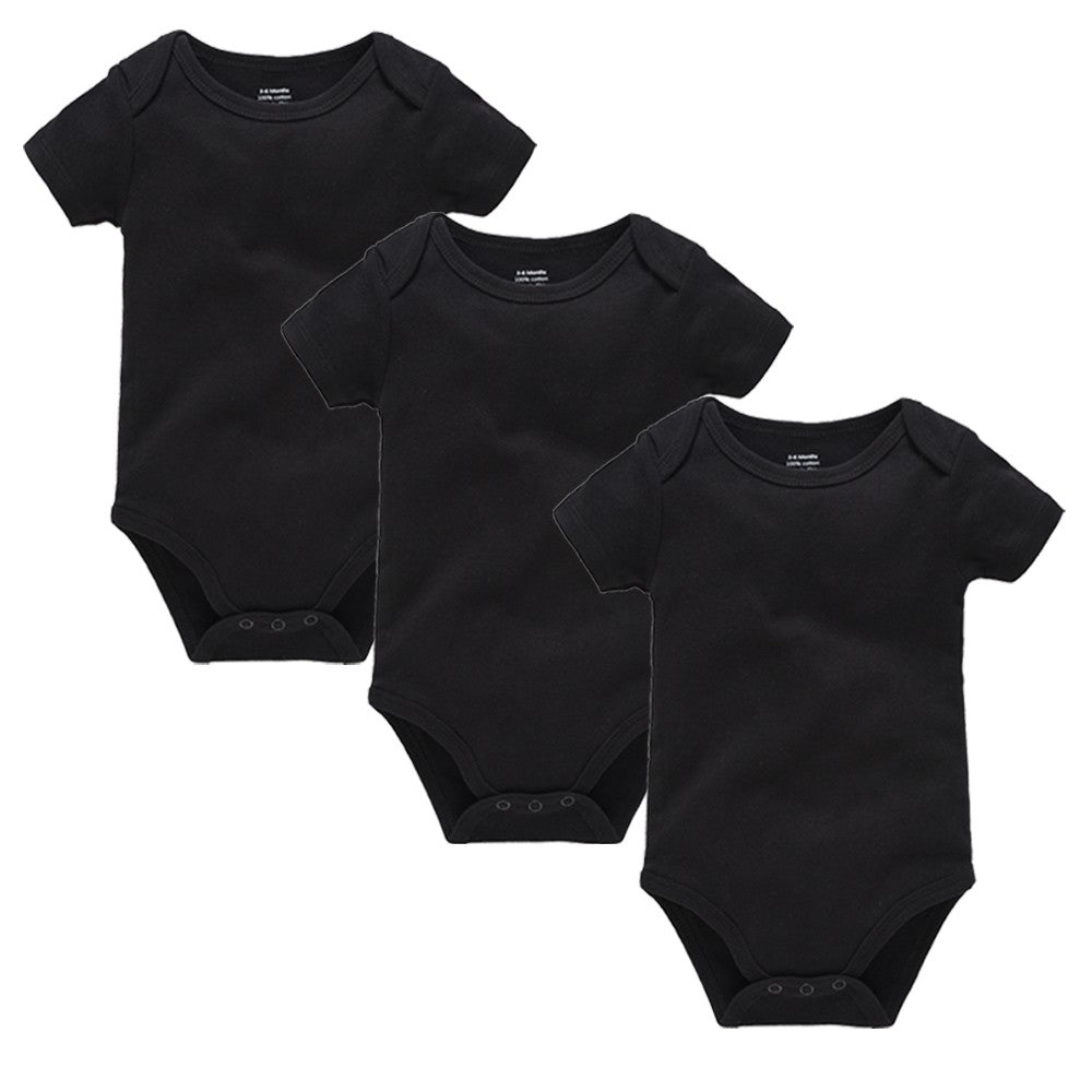 1/3Pcs Baby Boys Clothes 100%Cotton Solid Black Short Sleeve Blank Baby Bodysuits body bebe  Newborn Jumpsuit Plain 0-24 Months