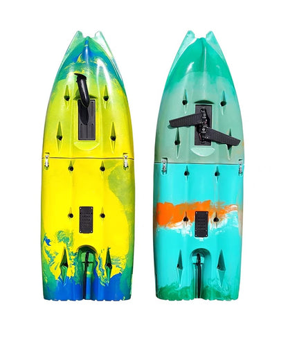 Caiaque Modular de 2 Lugares, Canoa HDPE Elétrica/a Pedal com Assentos de Alumínio, Barco de Pesca Portátil para Recreação em Lagos e no Mar