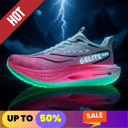 Fluorescence Running Shoes CarbonBoard Marathon Men Sports Breathable Women's Comfortable Athletic Casual Sneakers WearResistant