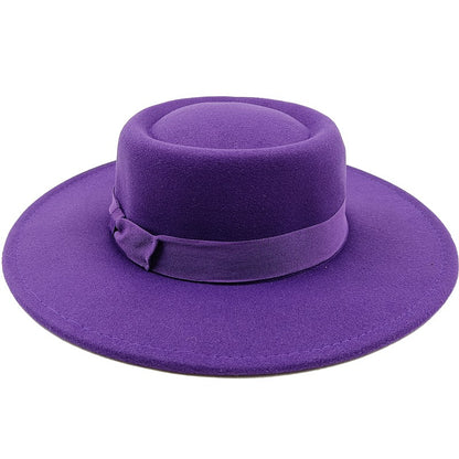 Chapéu Fedora unissex de inverno, superfície circular côncava e convexa, chapéu de jazz de feltro liso, elegante para homens e mulheres.