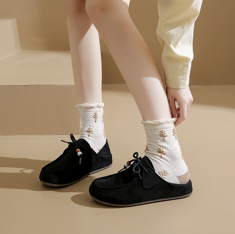 Fashion Brand Shoes Woman 2025 Autumn New Vintage Suede Loafers Pumps Women's Casual Flats Shoes British Style Flat Single Shoes