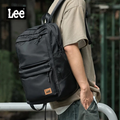LEE Classic Black Unisex College Student School Bag Large Capacity Casual Leisure Nylon Laptop Backpacks Woman Man Schoolbag