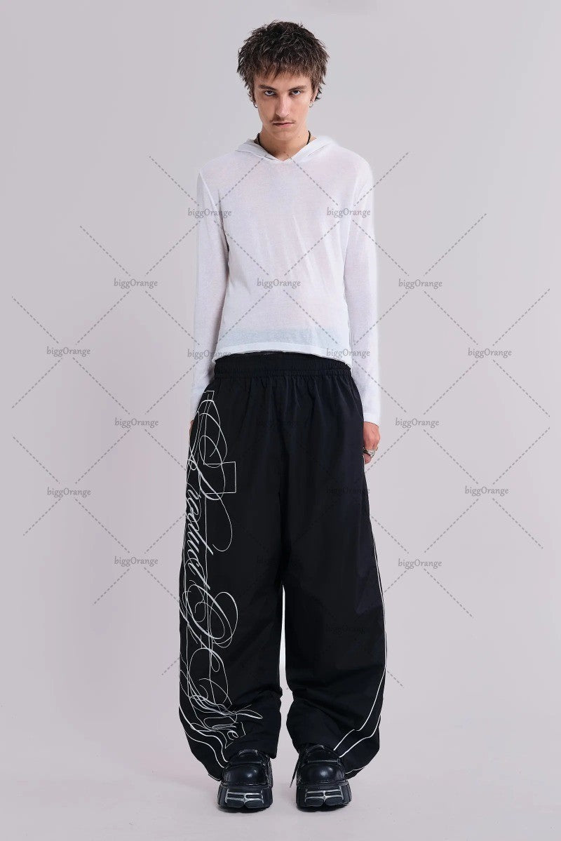 Gótico Maré Harajuku Letras Bordadas Calças Casuais da Moda Masculino Y2k Americano Hip-hop Rock Oversized Calças de Perna Larga Calças Femininas