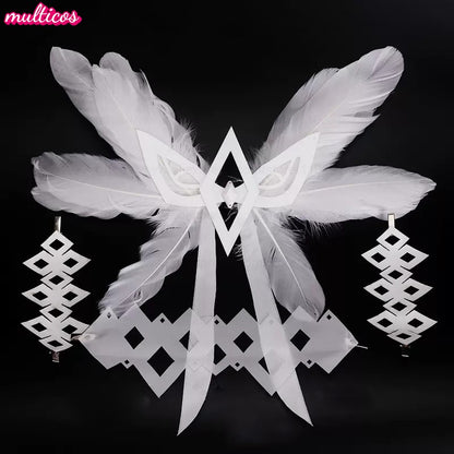 Peruca de Cosplay Columbina de Alta Qualidade 105cm Longa Lisa Preta Rosa Cabelo Sintético Resistente ao Calor Anime Fatui Cosplay Perucas + Touca de Peruca