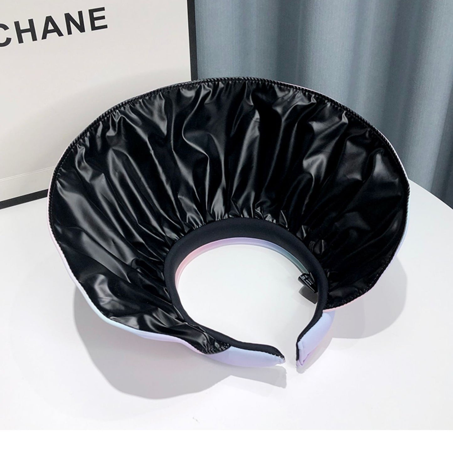 Chapéu gradiente xadrez Chapéu de verão feminino Chapéu vazio Viseira de sol Chapéu de sol de verão com aba larga Chapéu de proteção UV para mulheres Chapéu de praia