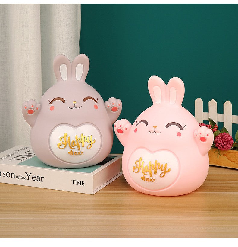 Cartoon Rabbit Piggy Bank Home Living Room Bedroom Ornament Children's Gift Vinyl Anti-fall Piggy Bank Home Accessories