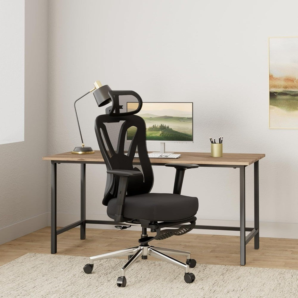 p5 ergonomic office chair, desk chair with adjustable lumbar support and height, comfortable mesh computer chair with footrest