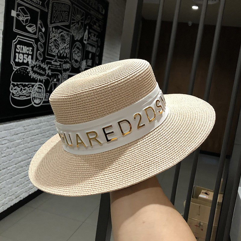 Bucket hat letters summer ladies bucket hat sun hat ladies straw hat fedora hat European men and women hat letters
