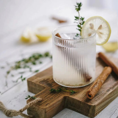 Copo de Vidro Listrado para Uso Doméstico, Copo Transparente para Café, Leite, Suco Gelado, Caneca de Chá, Latte, Utensílios de Bar, Decoração Retrô para Casa