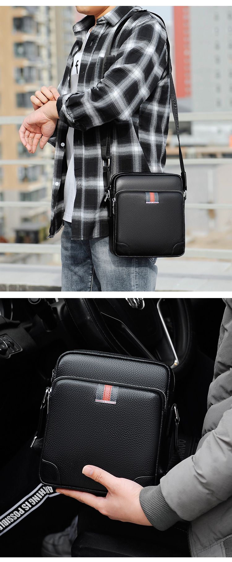 Famous Brand Small Men's Bag Genuine Leather Men Shoulder Bag Messenger Bag Fashion Business Man Crossbody Bag Cowhide Briefcase