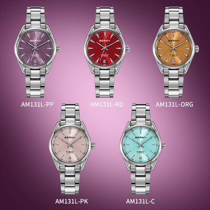 BERNY Automatic Women Watch PT5000 Sapphire Mechanical Elegant Women's Swim Watches 20ATM Full Stainless steel Swim Wristwatch