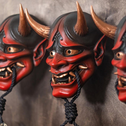 Halloween Prajna Mask Japanese Color Bonjour Noh Kabuki Demon Mask Hundred Ghosts Night Out Resin Ghost Samurai Props Party Mask