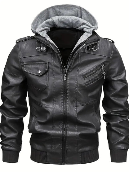 Motorcycle Leather Jackets Man Casual Fashion Motorcycle Coat Slim Fit Lapel PU Jackets Autumn Anti-wind Leather Coat Male
