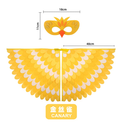 Bird Cosplay Costume Stage Performance Owl Peacock Wings Bird Felt Cape with Mask for Girls Boys Halloween Party Cloak