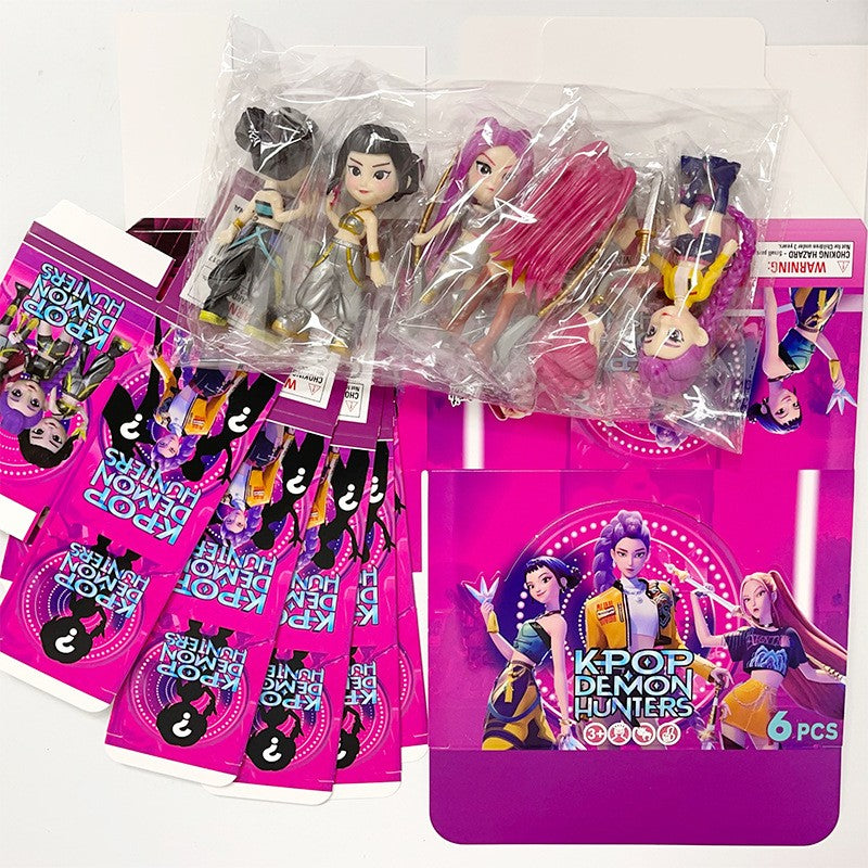 6 peças/conjunto Kpop Demon Hunters Figura Modelo de Brinquedo PVC Desenho Animado Periféricos de Jogos Decoração de Mesa Coleção de Figuras Modelo de Brinquedo para Crianças