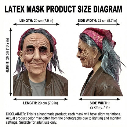 Unique Old Grandma Mask Halloween Carnival Costume Party Realistic Peasant Woman Performance Mask