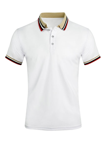 Men Summer Solid Casual Office Breathable Cotton Polo Shirt Fashion Brand Male Business High Quality Striped Short Sleeve Top