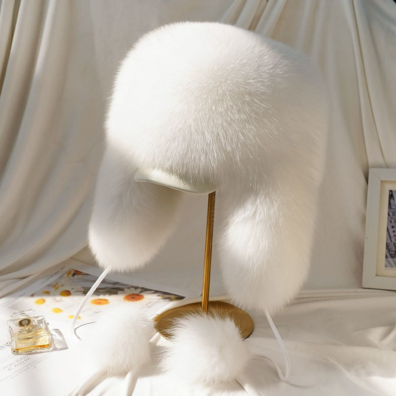 Real Fur 100% Fox Skin Russian Businessmen Pilot Bombers Full Mao Men's hat Ushanka Winter Ear Guard Hat Raccoon Fur Beanie hat