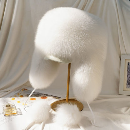 Real Fur 100% Fox Skin Russian Businessmen Pilot Bombers Full Mao Men's hat Ushanka Winter Ear Guard Hat Raccoon Fur Beanie hat