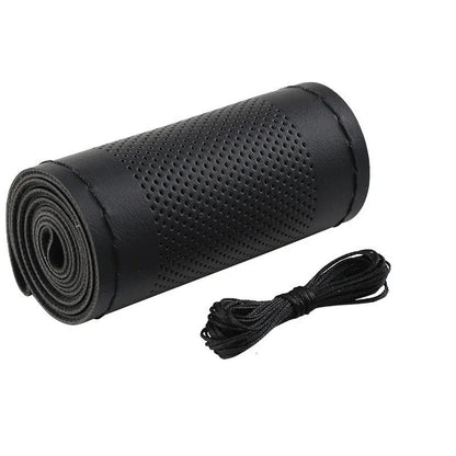 Capas de volante de carro costuradas à mão, decoração interna de couro DIY, reboque de caravana, caminhão off-road
