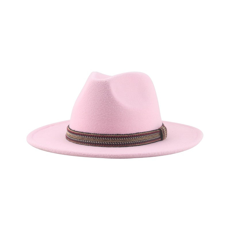 Chapéu Feminino Fedora de Feltro Sólido Casual Chapéu de Inverno Feminino Bonés Masculinos Faixa Panamá Preto Cáqui ????? ??????? Sombrero
