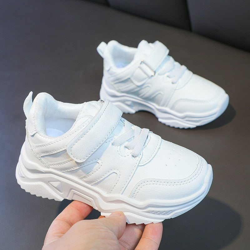 Spring Kids White Sneakers Leisure Chunky Concise Fashion Boys Girls Sport Shoes 26-37 Running All-match Children Trainers