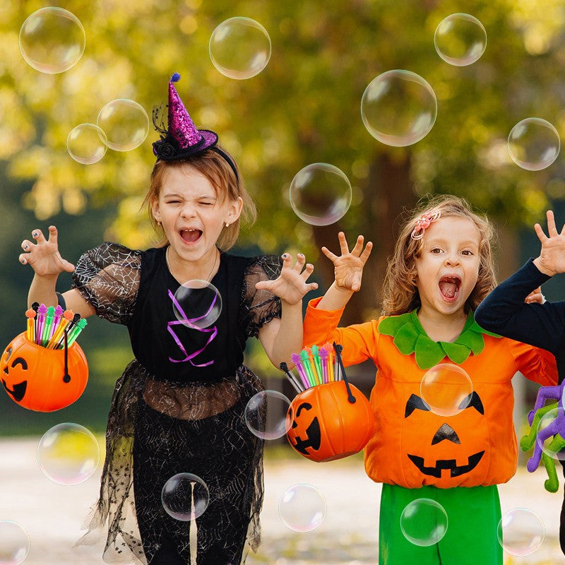 12/24Pcs Halloween Empty Bubble Soap Bottles Tube Skull Ghost Pumpkin Bubble Wands Halloween Party Trick or Treat Favors Decor