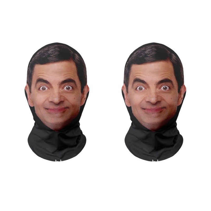 1-5PCS 3D Cosplay Mr. Bean Face Mask Funny Elastic Mesh for Men Women Cosplay Role Play Headdress Christmas New Year Gifts