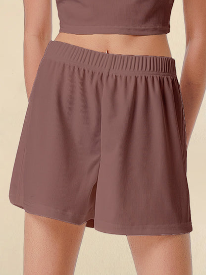 Casual Shorts Women 2024 New Summer Simple Comfortable Elastic Waist Cool Breathable Solid Color Casual Sports Five Quarter Pant