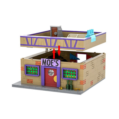 MOC-152941 Modelo de Blocos de Montar de Bar do Moe da Popular Série de Filmes Os Simpsons Coleção para Adultos Presente Brinquedo