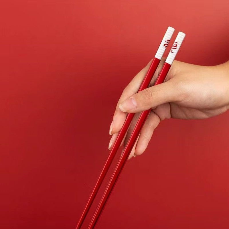 Conjunto de Hashis de Liga Vermelha Luxo Simples Hashis Chineses Acessórios de Louça de Cozinha Antiescaldante Antibacteriano e Antifungo