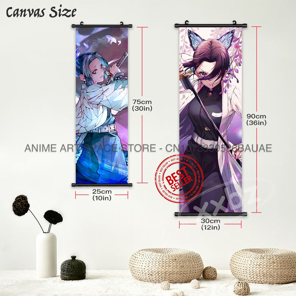 Demon Slayer Hanging Painting Decoração de Casa Kamado Tanjirou Arte de Parede Pôster de Anime Uzui Tengen Rolos de Lona Imagens Sala de Estar