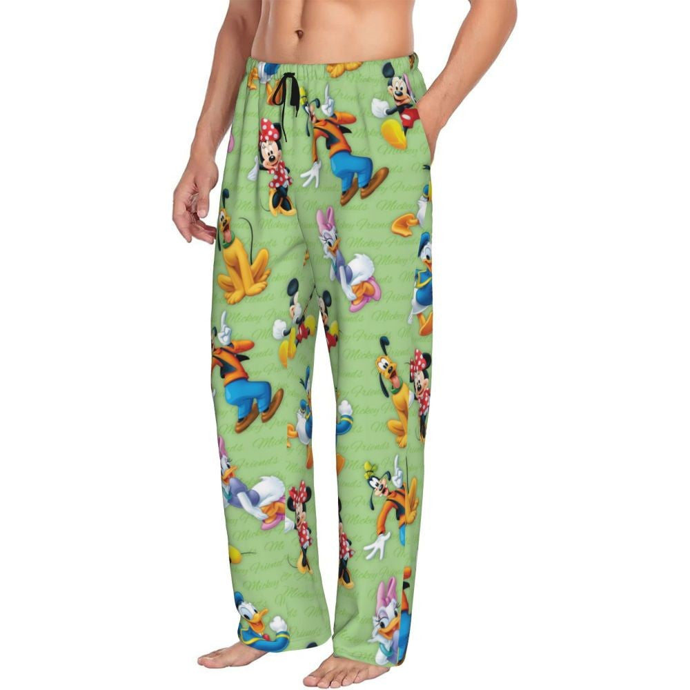Custom Print Mickey Mouse Donald Duck Pajama Pants Men Sleep Sleepwear Bottoms with Pockets