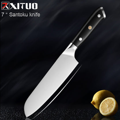 Conjunto de Facas de Cozinha XITUO Super Aço Alemão Faca do Chefe Faca Santoku Japonesa Faca Utilitária Cutelo Faca de Fatiar Descascar Nova Ferramenta de Culinária