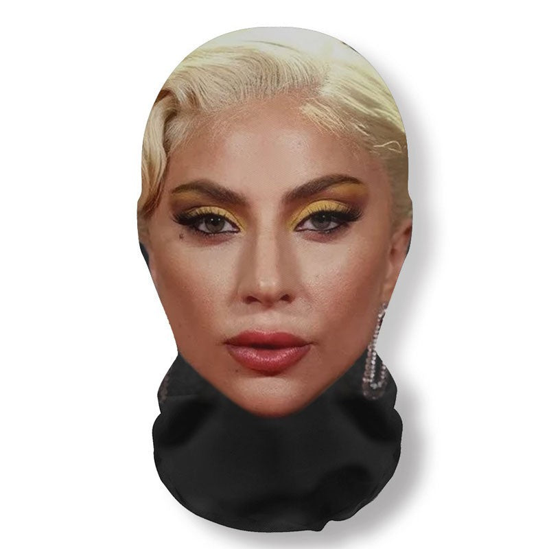 3D Printed Funny Mask Cosplay Pop Singer Lady gaga Full Face Elastic Mesh Breathable Masks Balaclava Headcovers Fan Props