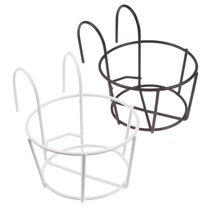 Garden Hanging Plant Iron Racks Balcony Round Flower Pot Rack Railing Fence
