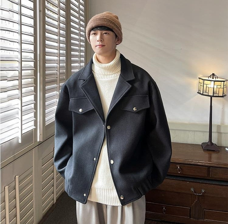 Men's Plus Size Winter Coat 3XL 5XL 300lbs Heavy Thick Wool Blend Trench Coat Vintage British Style Casual Pilot Jacket